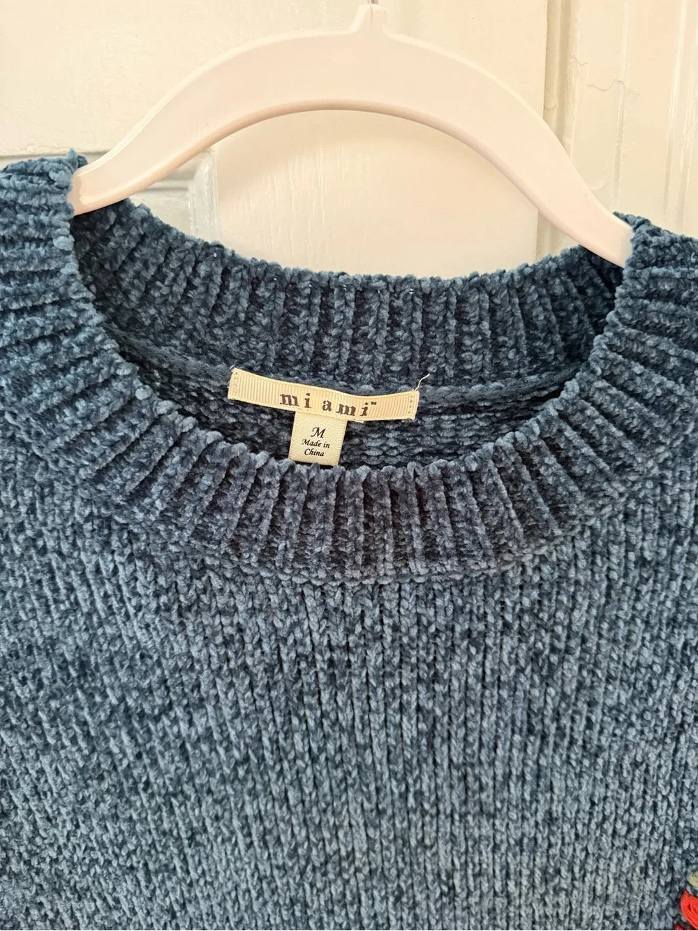 Francesca’s Miami Blue Floral Embroidered Sweater